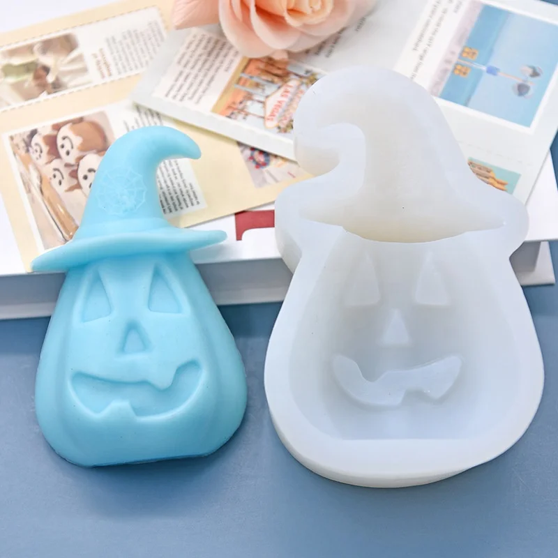 new design Halloween Hat Ghost Head Shaped Silicone Mold Baking DIY Cake Candle Mold Silicone Rubber Cake Molds