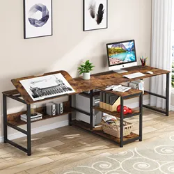 Tribesigns modern commercial two-person computer desk lifting laptop table staff workstation partition office desk