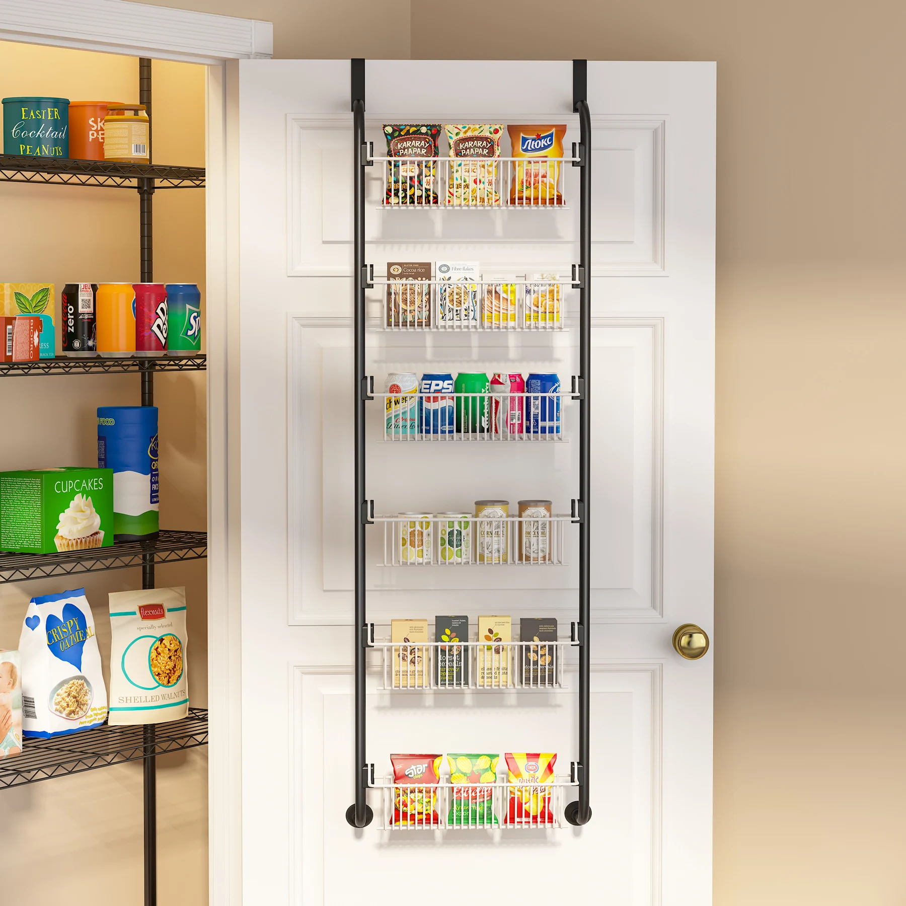 Punch-free multifunctional Hanging Storage Door Organization wall mount kitchen Spice Rack cabinet shelf for mason jar