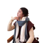 Scarf Two-color Mosaic Lady Autumn Winter Knit Scarf Warm
