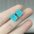 Gemstone New Style 925 Sterling Silver Paraiba Tourmaline Gemstone Birthstone Ear Studs Earrings For Women