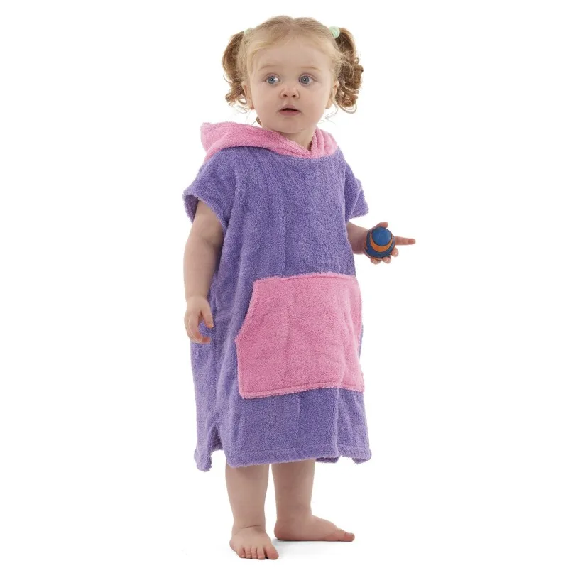 Organic cotton hooded beach poncho towel for kids