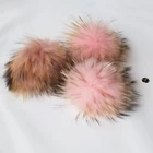 Fur 4.5'' Diameter Faux Fur Pom Poms For Beanie Hats