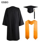 With Stole Graduation Caps And Gowns Custom Wholesale Black Academic College University Graduation Cap Gown With Stole
