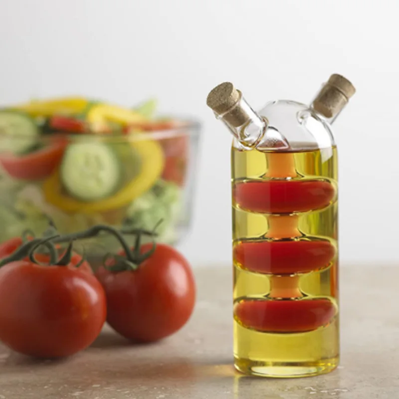 Creative Style 2-in-1 Eco-Friendly Glass Oil & Vinegar Bottle for Kitchen & Restaurant Use