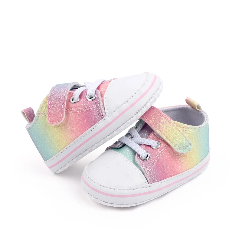 New Arrival Bling rainbow Color Canvas Baby Sneakers Shoes Toddler Shoes Unisex manufacture