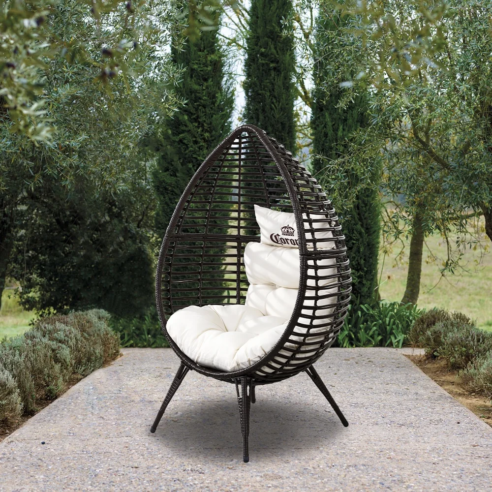 Egg Shape Resin Pe Rattan Steel Tube Garden Outdoor Lounge Chair With 4 Legs Buy Egg Chair