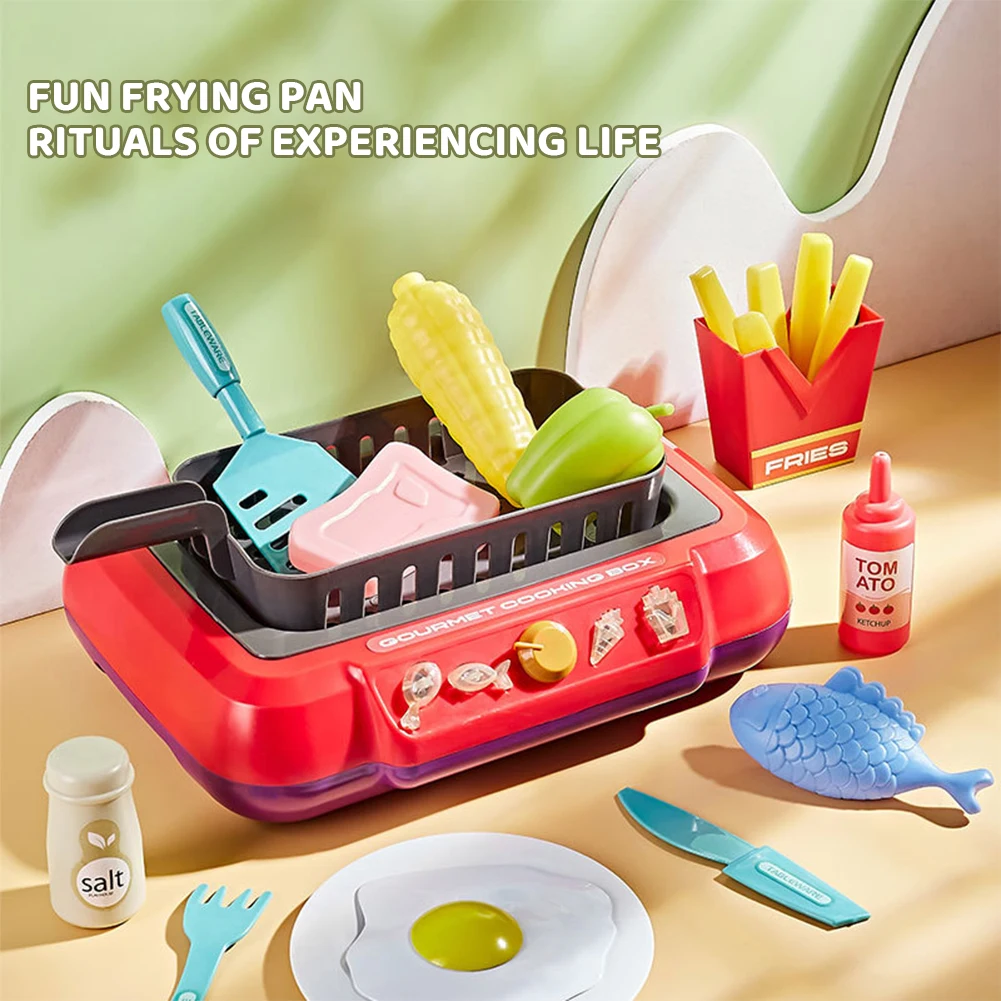 Gourmet Kitchen Cooking Toy Play Set, Mini Toy Kitchen Cooking Set, Role Play Kitchen Play Set Toy Kids Cooking Food