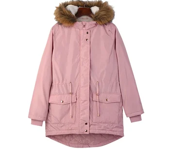 Women Winter Fashion coat pink warm feather down heavy coat ladies hooded long coat