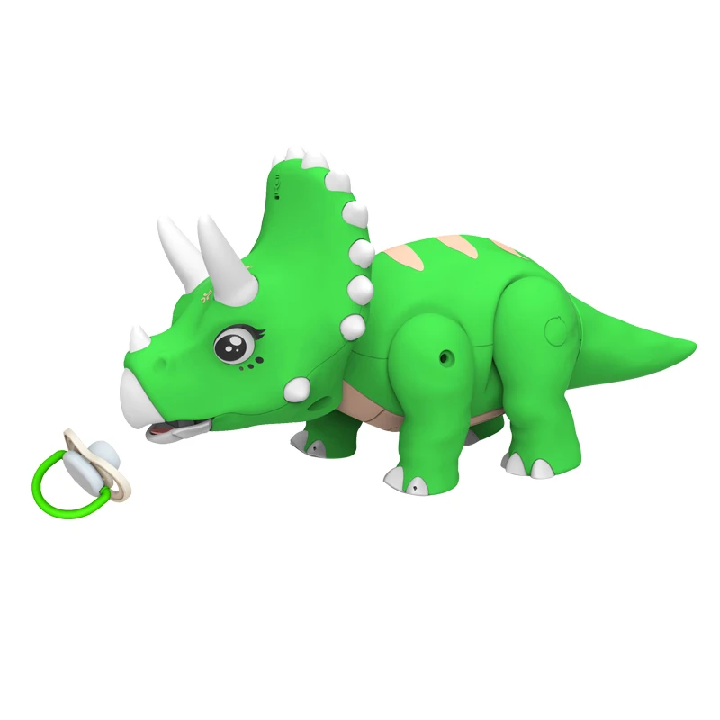 Lighted up musical triceratops electric toy walking dinosaur with voice recording toy