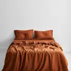 Color Bed Sheet Set 4 Pcs Comfortable Washable Solid Color Natural Linen Home Bed Sheet Bedding Set