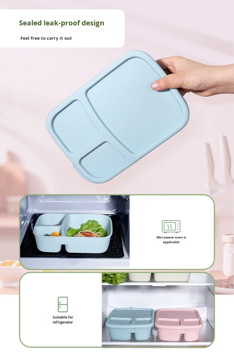 Silicone Food Grade Heatable Lunch Box Microwaveable Child-Friendly Student Lunch Box with Compartments supplier