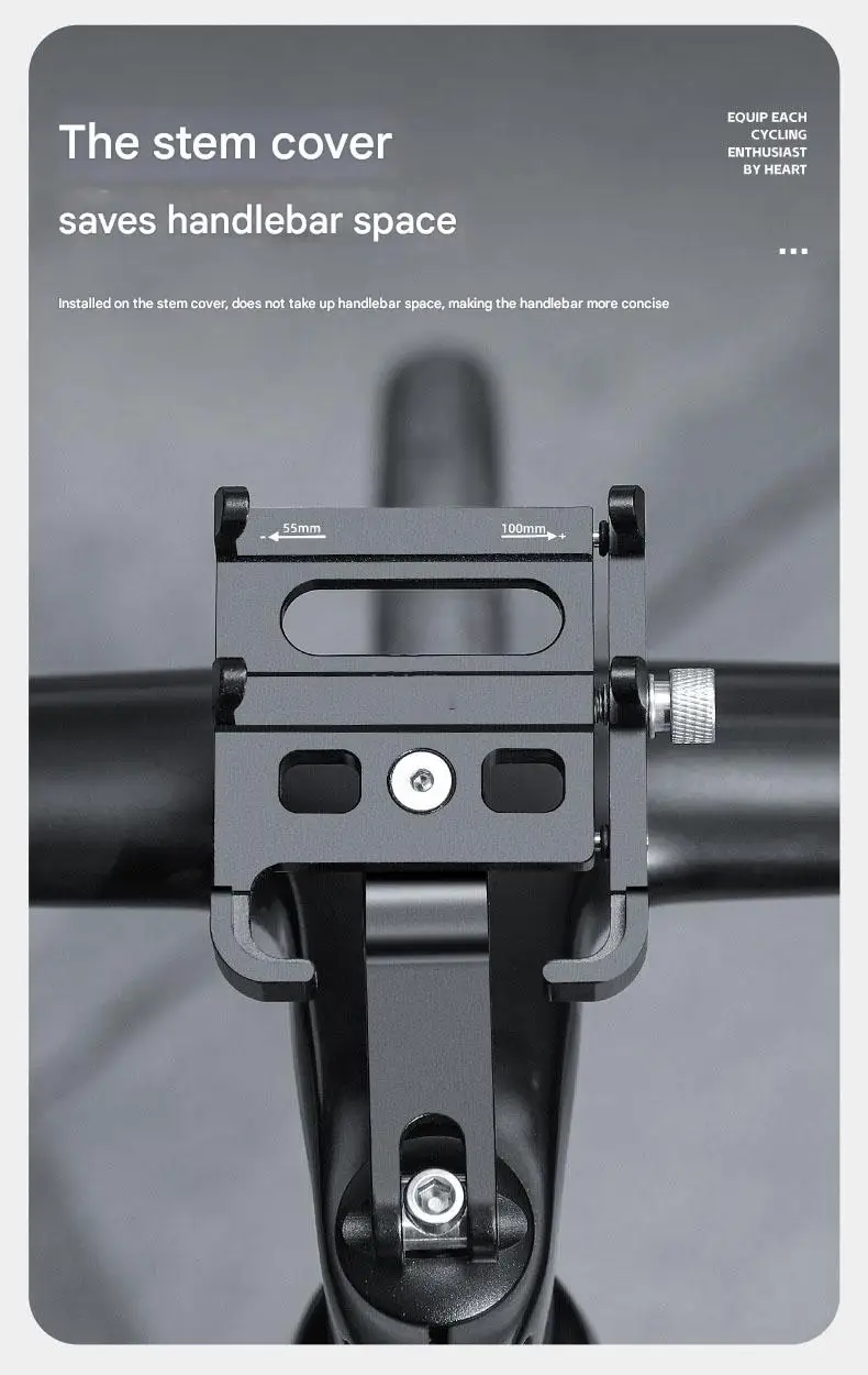 Universal Motorcycle Cell Phone Holder with Bottom Support Stainless Steel Black for Right Side Placement of Your Phone