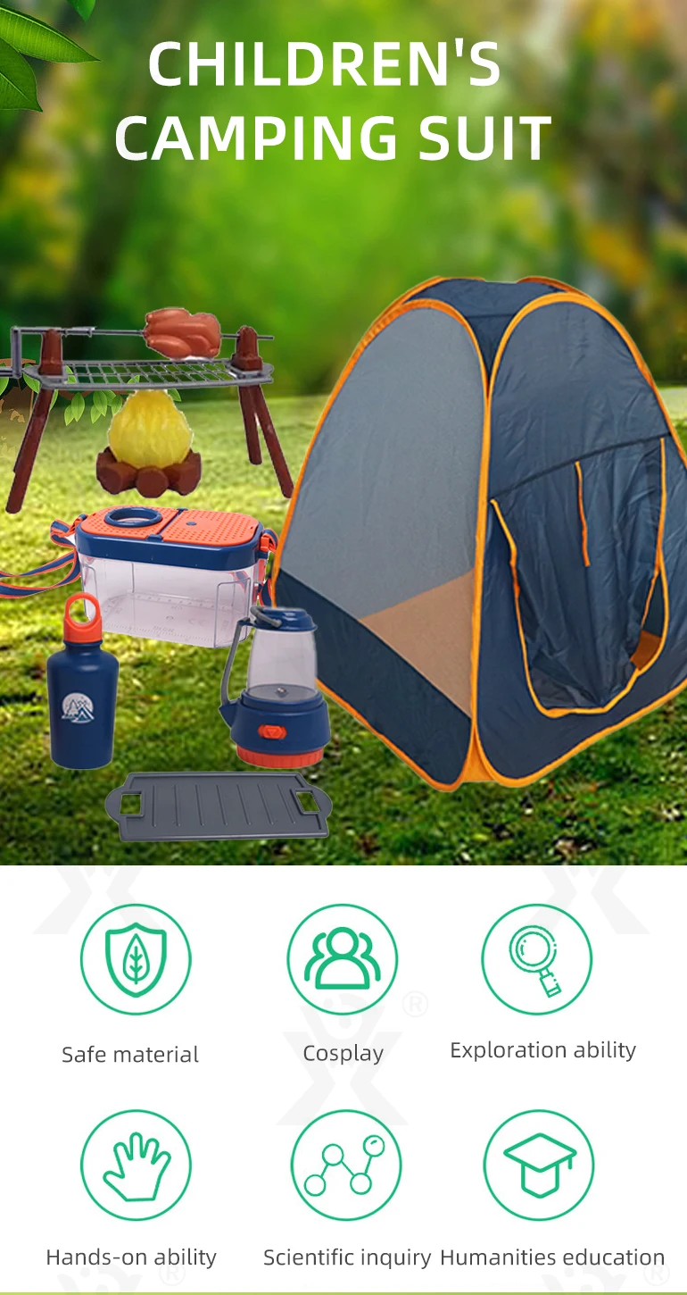 Chengji education kids pop up play tent camping adventure natural explorer set outdoor camping set toys