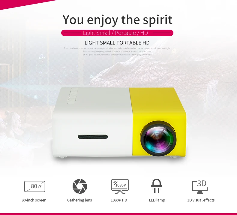 Wholesale Prices Outlet Hot Network Yellow / Black YG 300 LED Portable 500LM 3.5mm 320x240 Mini Projector Home Media Play