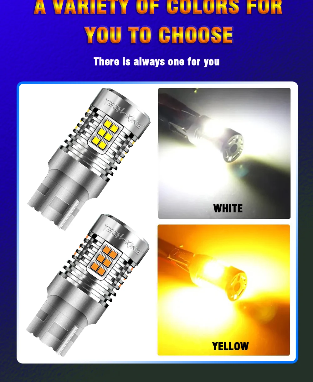 12V-24V No Hyper Flash LED Lamps White Amber ba15S BAU15S 1156 T20 DRL Turn Signal Light bulbs with Fan 7440 reversing led bulb