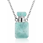 Popular Fashion Popular 18K Gold Plated Crystal Gemstone Perfume Bottle Pendant Necklace For Women