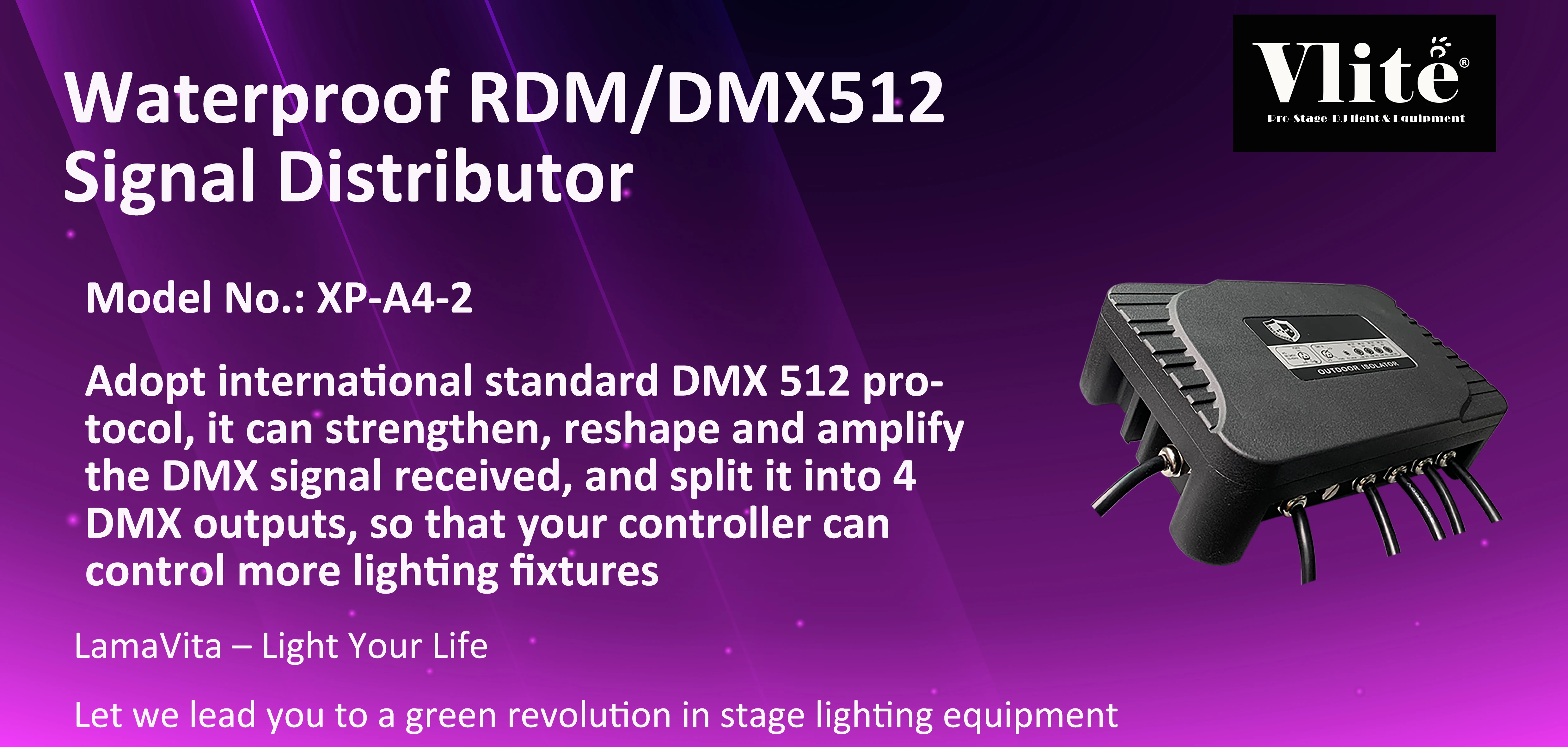 manual 12v waterproof rdm/dmx512 signal distributo