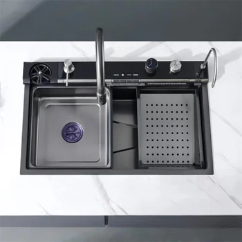 Multifunctional soap dispenser hot sale digital stainless steel single bowl kitchen sink organizer