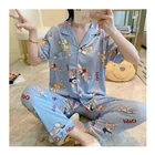 Ladies Pajamas Summer Ladies Turn-down Collar Home Service Suit Print Pajamas Set New Design Homefit Textile