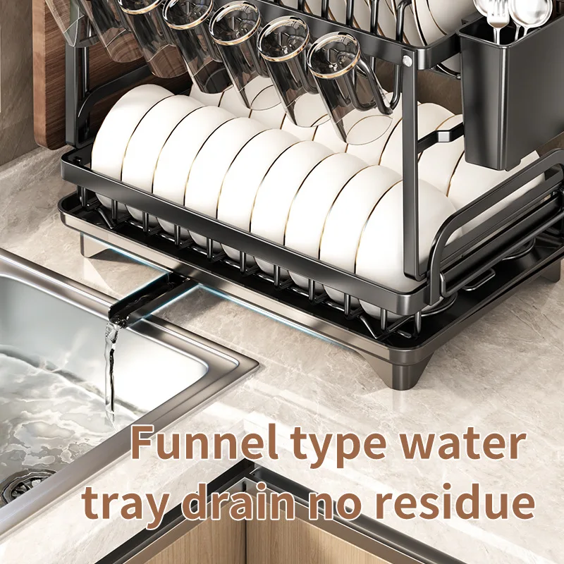 Double layer dish storage rack  iron drainage bracket  in stock factory direct sales drying rack