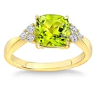 Cut Diamond Ring 925 Ring 925 Sterling Silver Jewelry Cushion Cut Peridot Diamond Yellow Gold Plated Ring