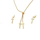 Necklace Set Wholesale 18K Gold Plated Stainless Steel Cross Necklace Earrings Jewelry Set For Women