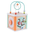 Activity Montessori Multifunctional Educational Toys Gray Wooden Bead Coaster Maze Activity Cube