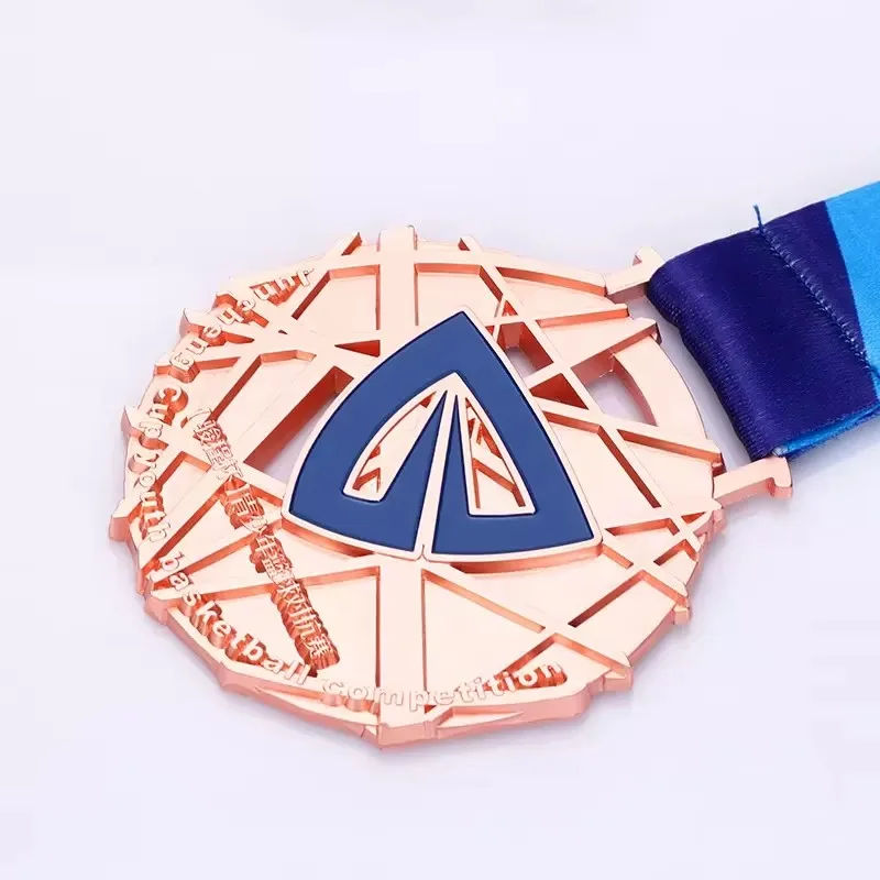 Personalized Custom logo Zinc Alloy Metal Medals 3d Gold Award Sports Basketball Medal with Ribbon manufacture