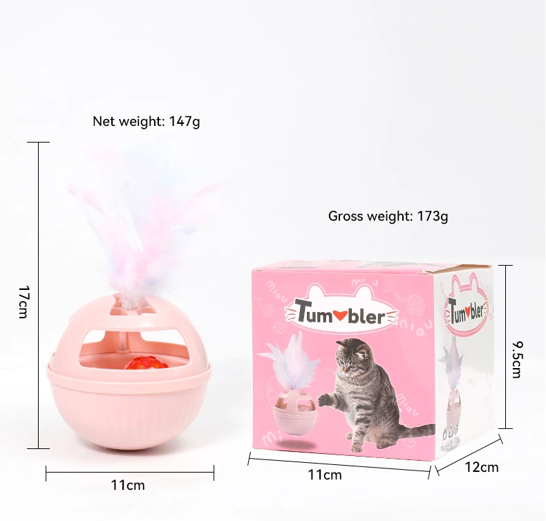 Pet Supplies Tumbler Cat Feather Toys with Bell Ball Teasing Cat Toys Self-help Interactive Cat Tumbler Toys manufacture