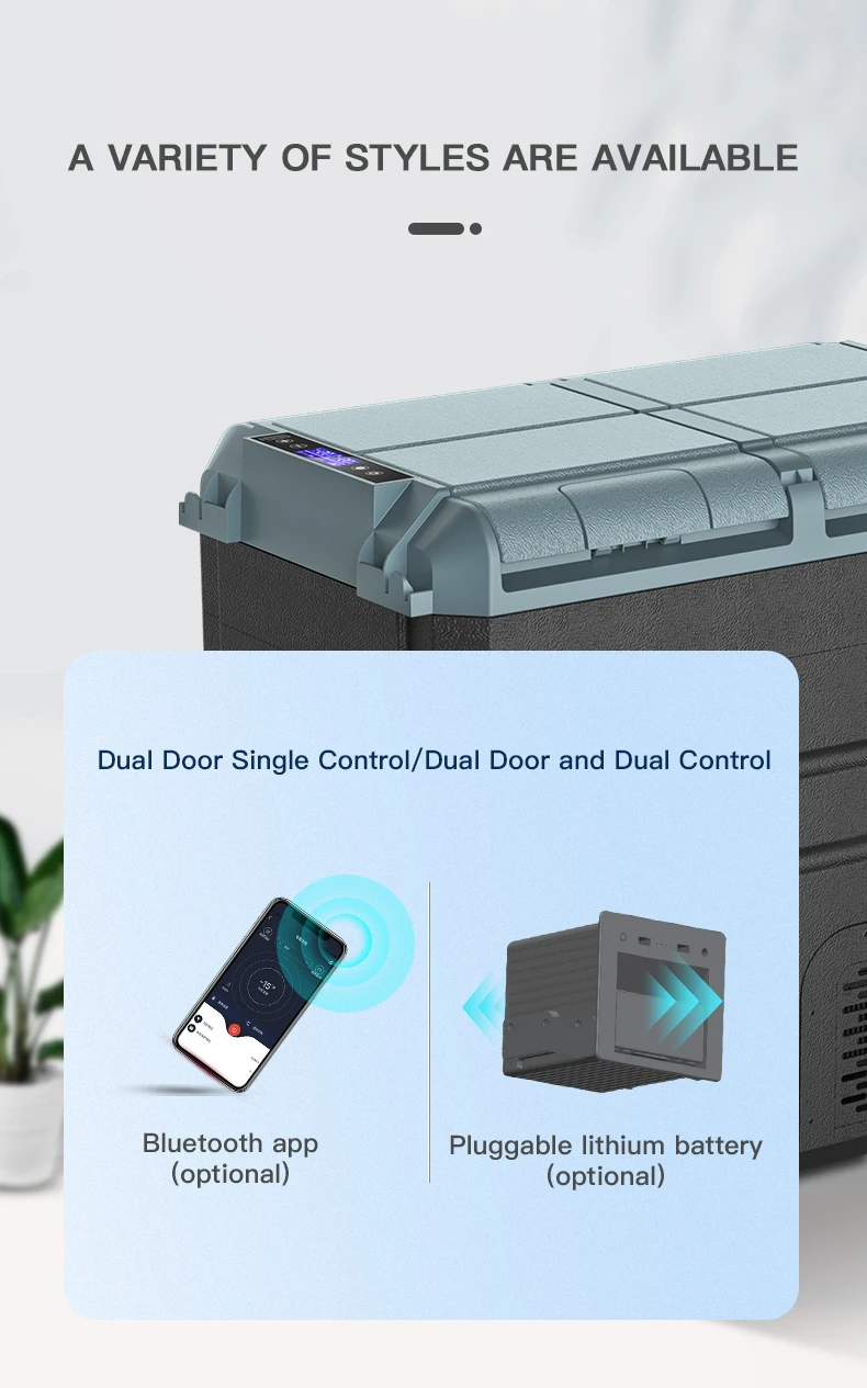 38L 48L 58L Portable Battery Powered Mini Fridge Car Refrigerator Freezer with AC Adaptor for Camping Home Use DC 12v/24V