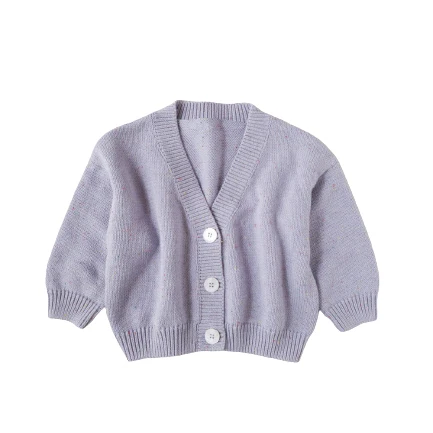 New style 2023 Kids Cardigan Soft Warm V-neck Sweater Long sleeve rainbow speckle cardigan with shell button knit baby