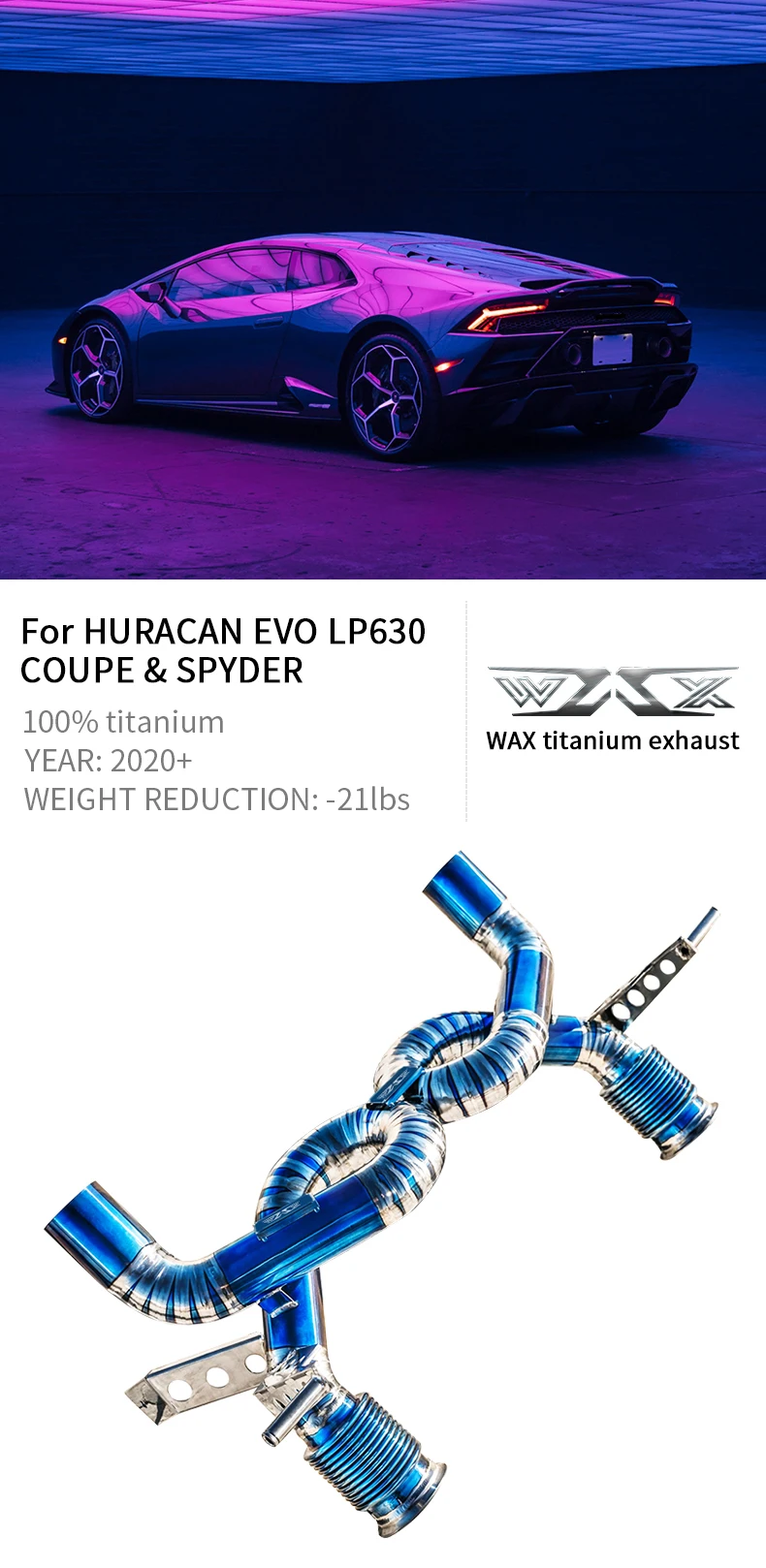 Titanium Catback Exhaust For Lamborghini Huracan EVO Spyder 2015-2021 Exhaust System Titanium Alloy Exhaust System Catback