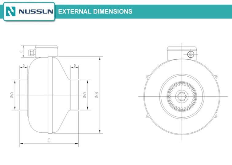 Centrifugal Fan, 110v, 220v, Inline, Plastic - detail 4