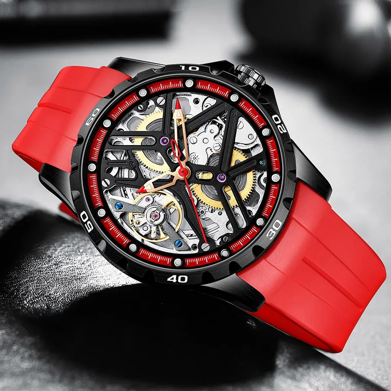 Koda OEM ODM Cow Leather Strap Wrist Watch Luminous Pointer Visible Mechanical Parts Luxury Mechanical Watches For Man