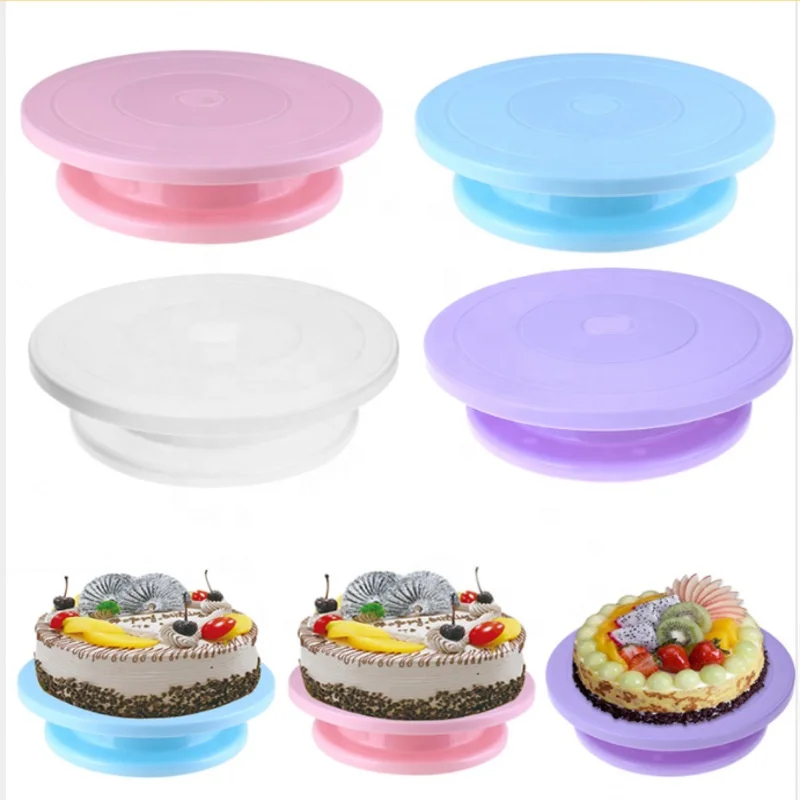 Cake Decorating Turntable Baking Cake Rotary Table Plastic Round Plate