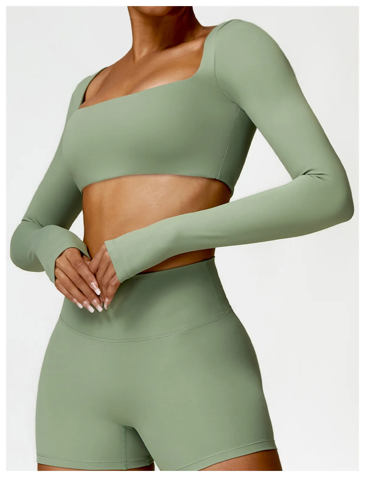 Slimming Base Top With A Square Neckline And A Cropped Design