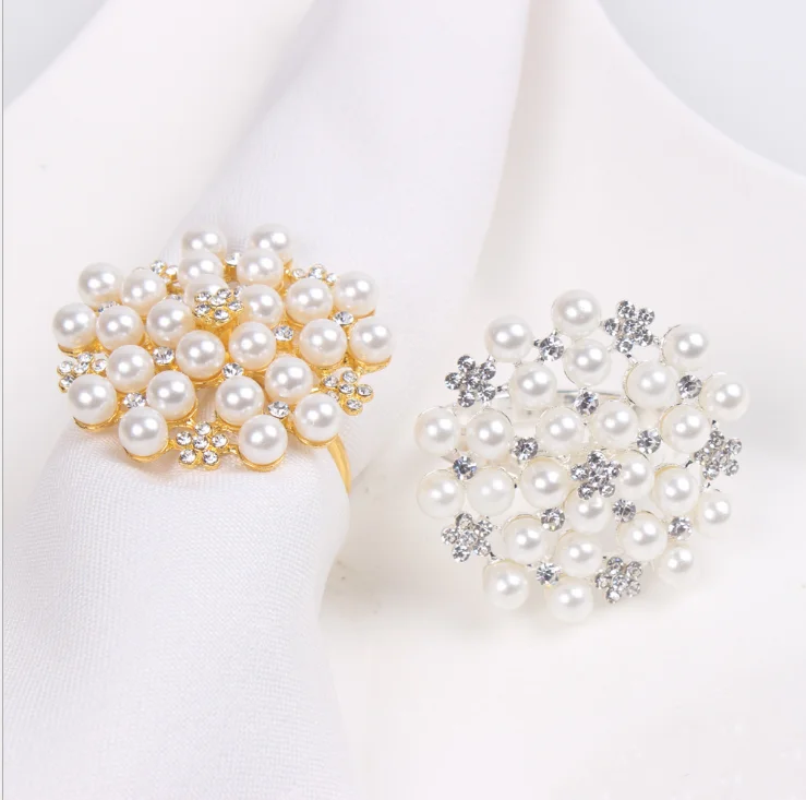 wholesale wedding pearl napkin rings table napkin rings for party table decorations
