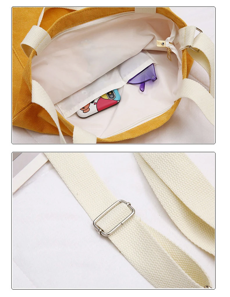 Corduroy Tote Sling Bag Custom Pocket Inside Women Corduroy Crossbody Bag With Zipper supplier