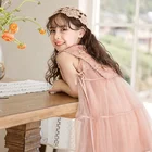 Cotton Outfits Children Kids Dress Girls Clothes New Summer Fashion Wholesale Solid Color Sleeveless Dress