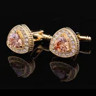 Gold HIBOS 18k Gold Cufflink Crystal Suit Luxury Diamond Cufflinks For Men