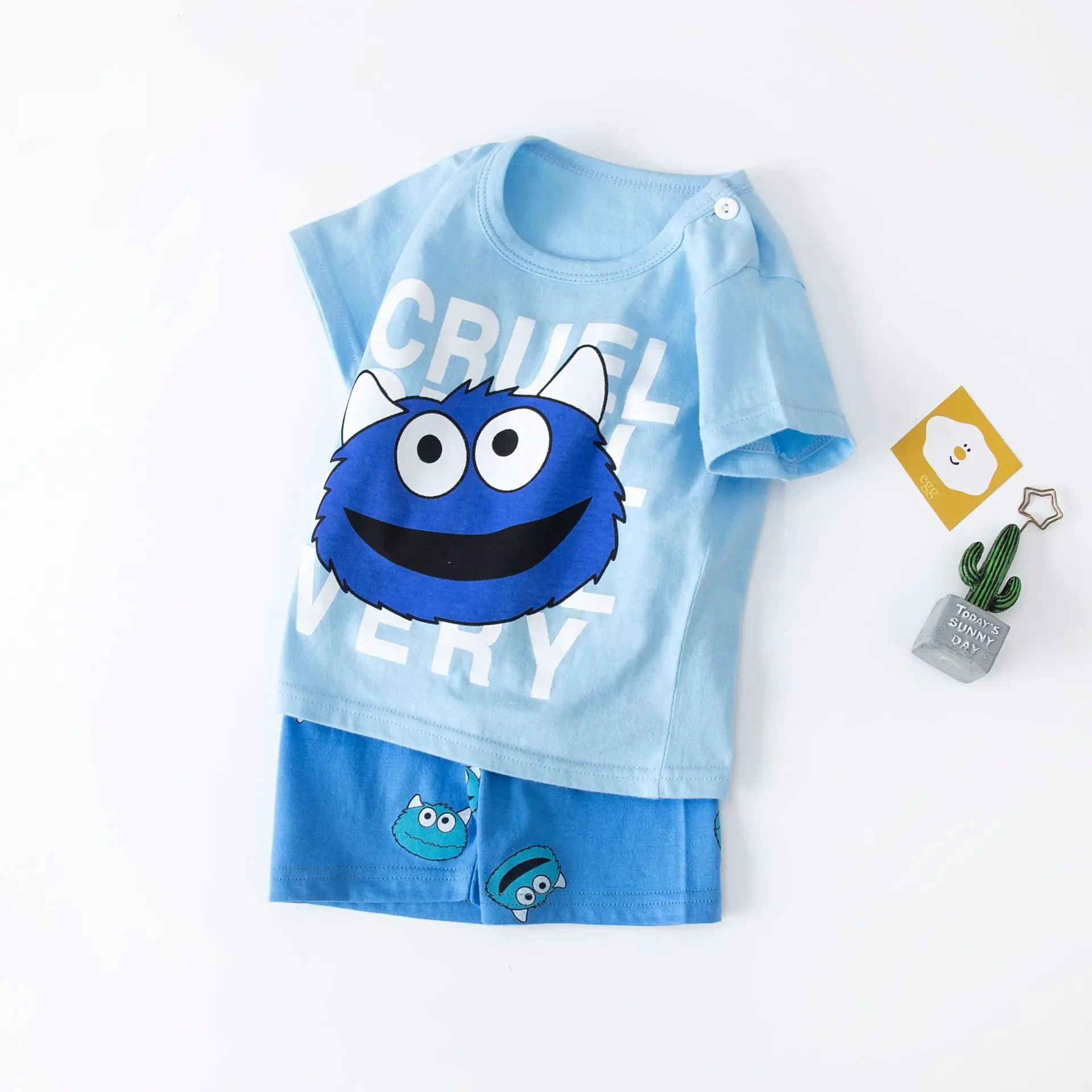 Baby Boy Girls 2pcs Clothes set Children Short Sleeve T Shirt and Shorts Suit Kids Summer Pajamas Casual Set