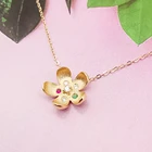 18k Solid Gold Unique Natural Gemstones 18K Solid Gold Diamonds Flower Necklace