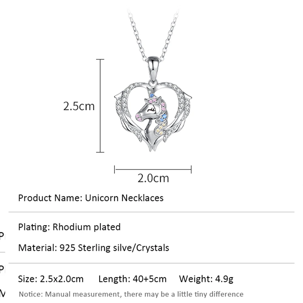 CDE YP1651 Kids Jewelry 925 Sterling Silver Pendant Necklace Cute Animal Unicorns Pendant Necklace For Pink Girls