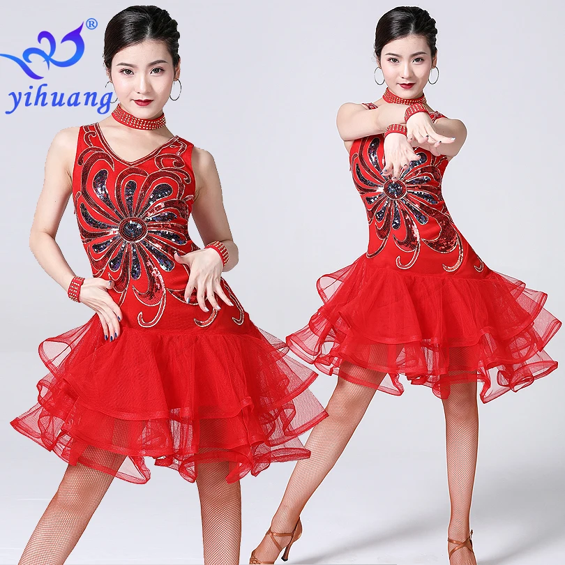 red sequin dance costume