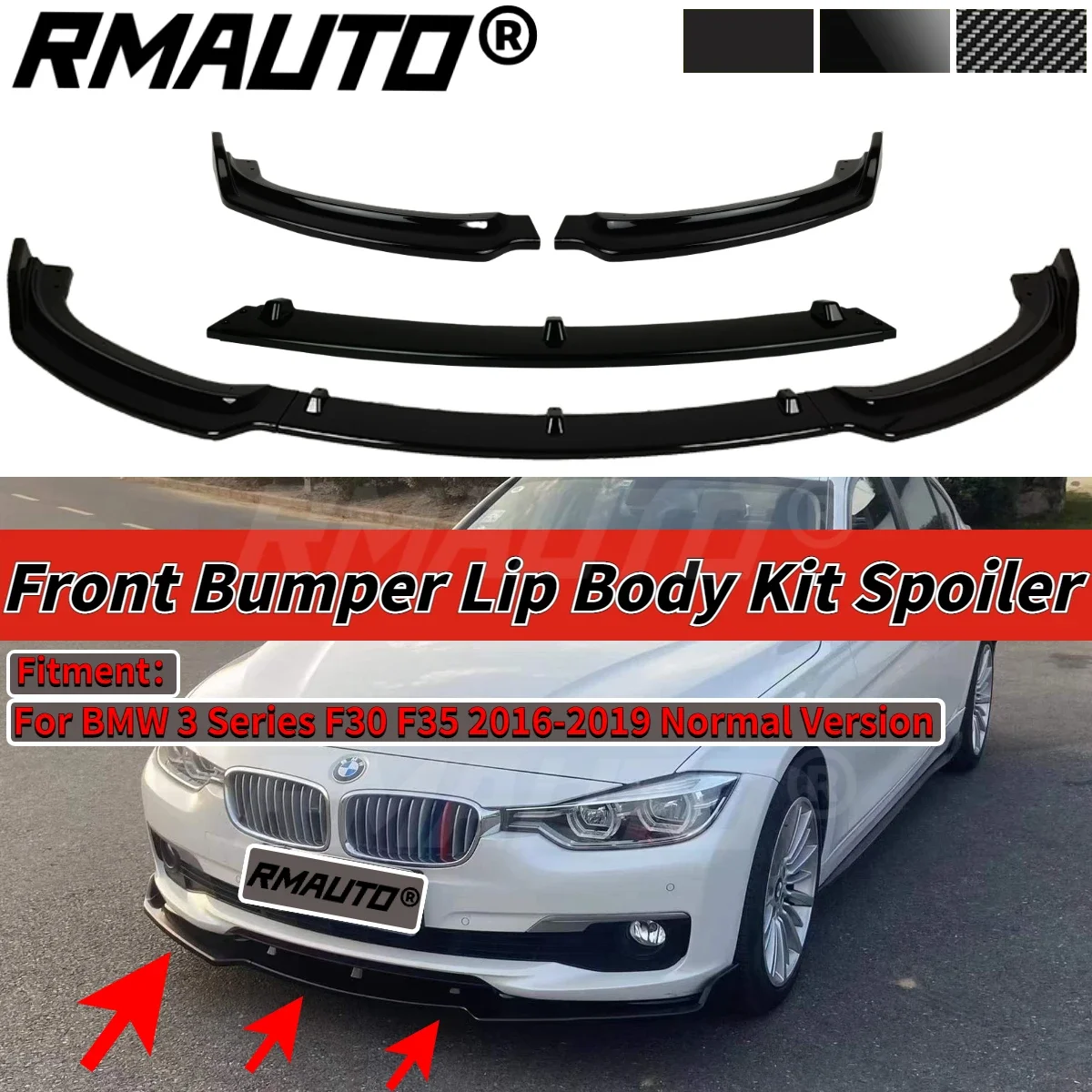 For F30 Lip Car Front Bumper Splitter Diffuser Lip Spoiler Body Kit For