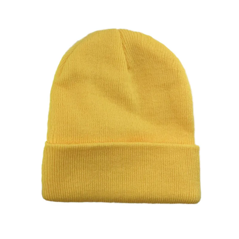 Fashion Custom Embroidery Logo Solid Color Warm Winter Beanie Hat