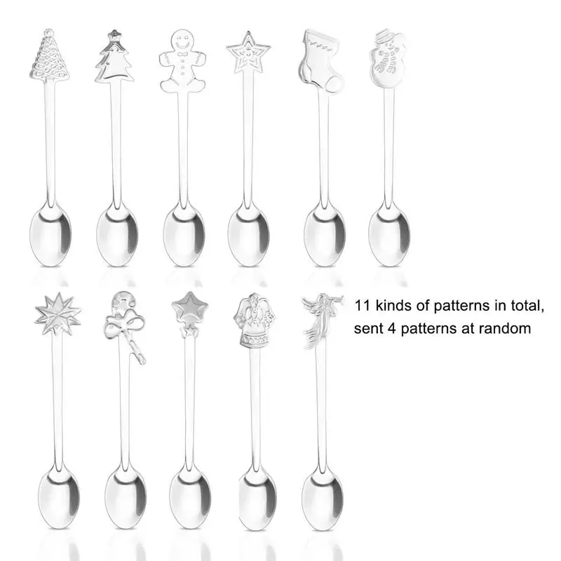 Hot 4pcs Coffee Spoons Christmas Decoration Design Tableware Convenient