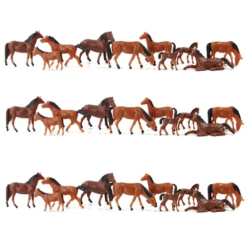 AN8702 HO Scale 1:87 Model Scenery Landscape Layout Farm Animals Well Painted Horses Model Brown Horse