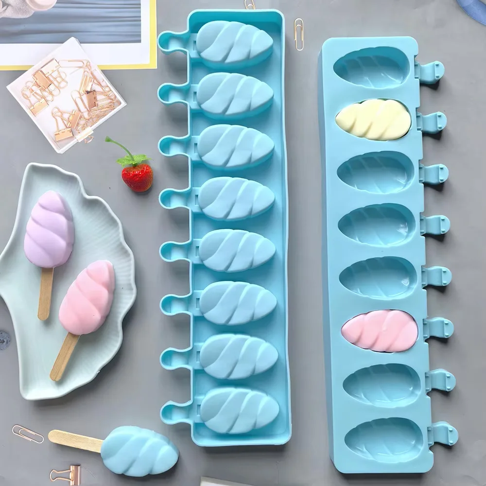 8 Hole Silicone Ice Cream Mold Makers Cake Dessert Decorating Baking Tools DIY Ice Cube Moulds Tray Popsicle Molds Reuse manufacture